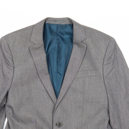 River Island Mens Grey Polyester Jacket Suit Jacket Size 38 Regular