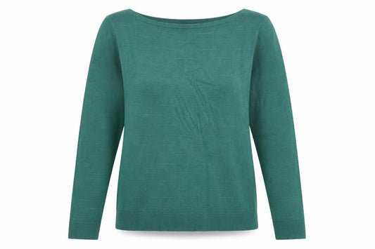 Vida Vi Womens Green Boat Neck Acrylic Pullover Jumper Size M