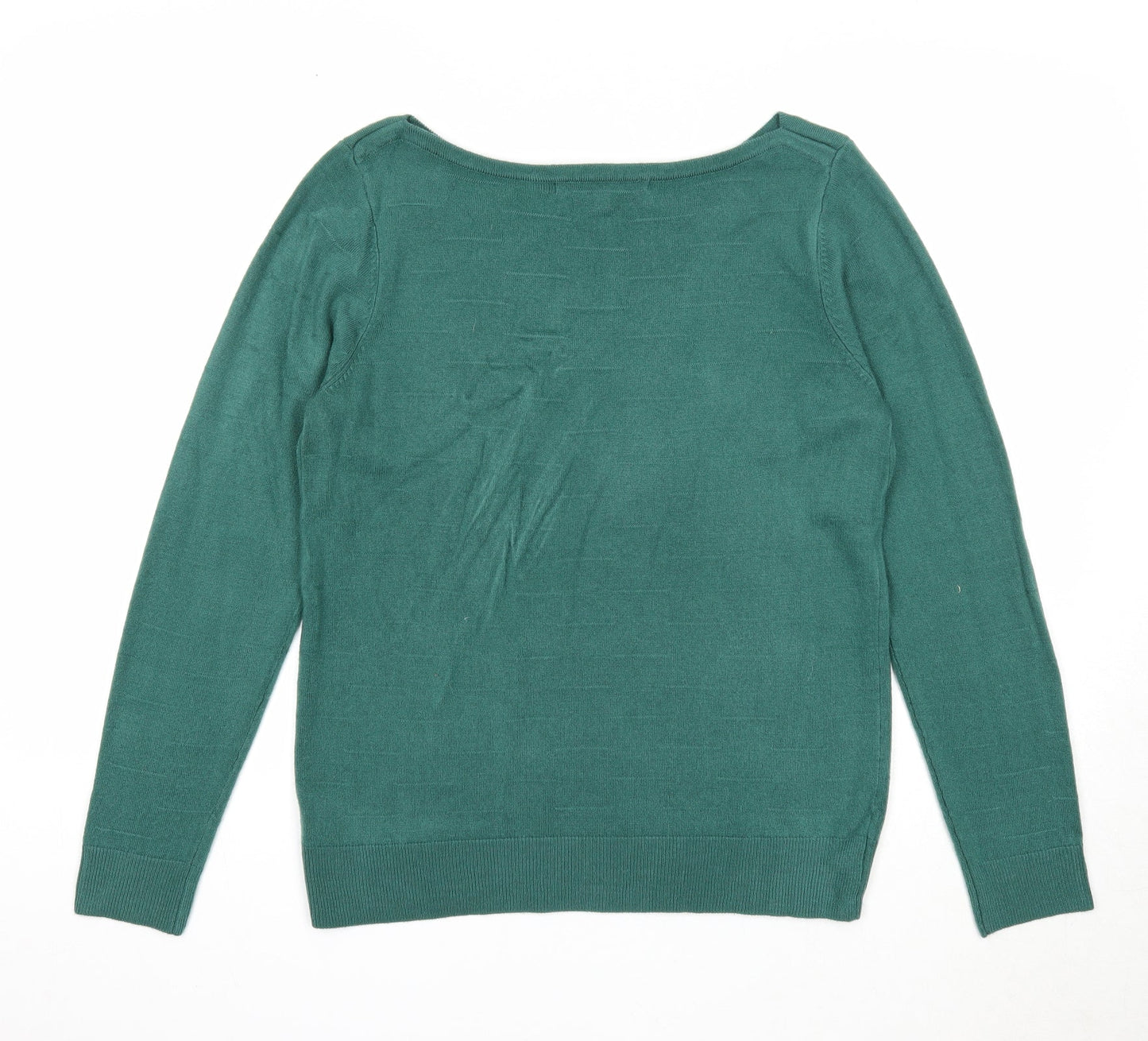 Vida Vi Womens Green Boat Neck Acrylic Pullover Jumper Size M