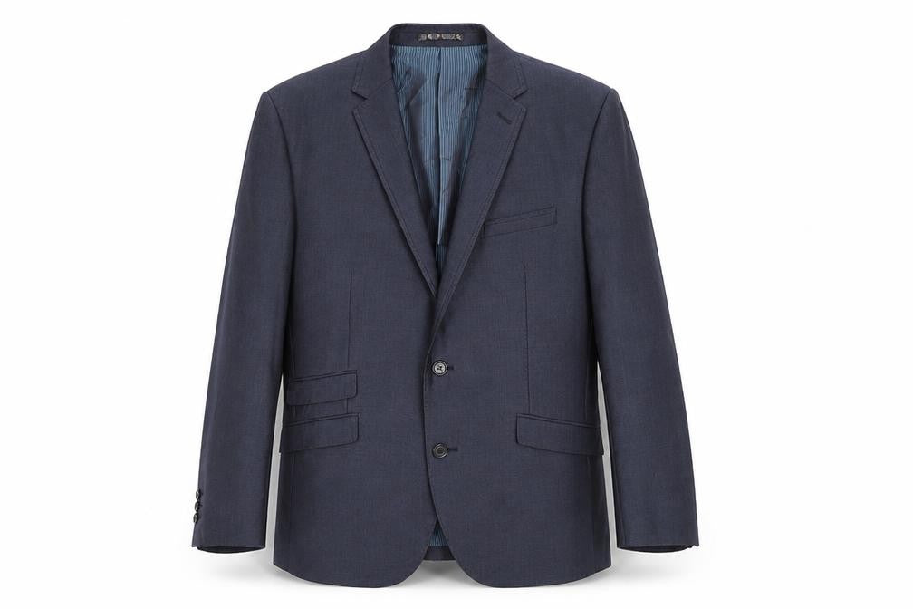Preworn Mens Blue Polyester Jacket Suit Jacket Size 40 Regular