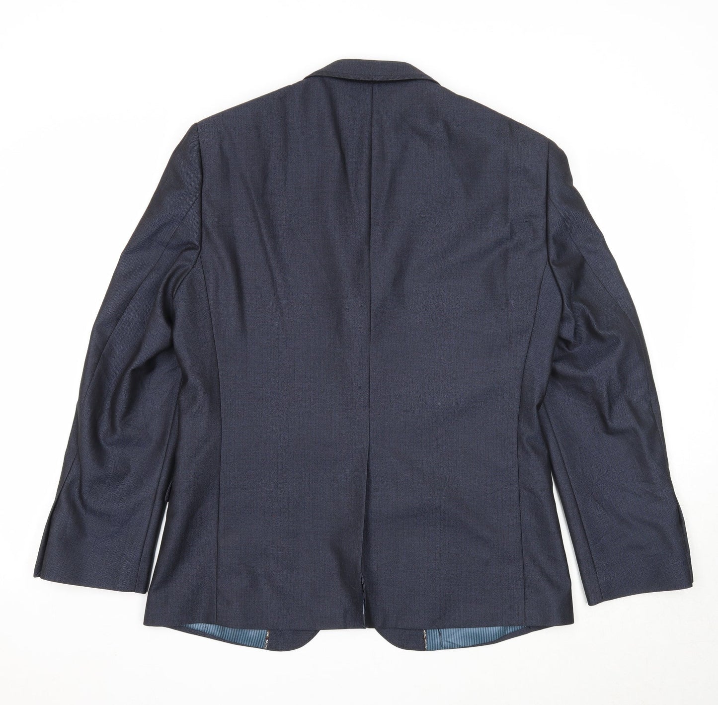 Preworn Mens Blue Polyester Jacket Suit Jacket Size 40 Regular