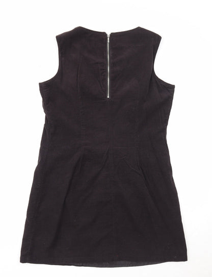 M&Co Womens Black Cotton A-Line Size 12 Round Neck Zip