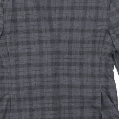 Primark Mens Blue Plaid Polyester Jacket Suit Jacket Size 40 Regular