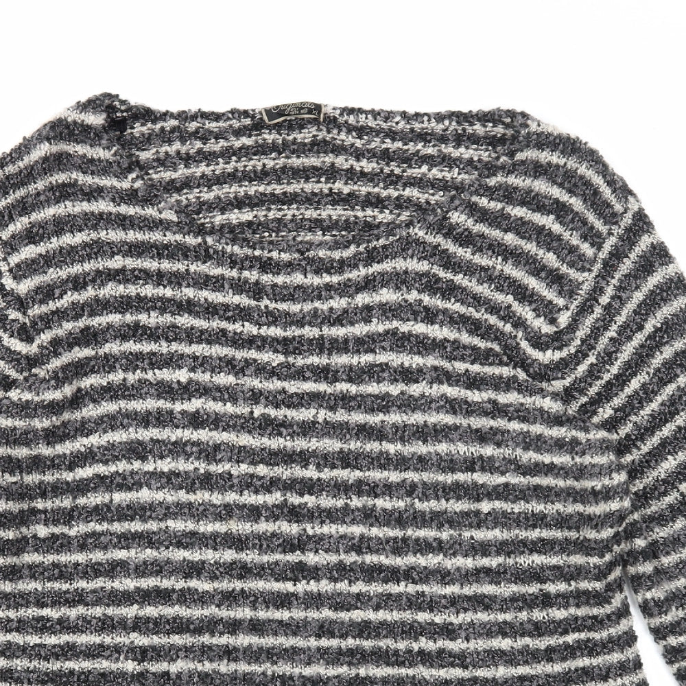 Originals Womens Blue Scoop Neck Striped Acrylic Pullover Jumper Size 2XL