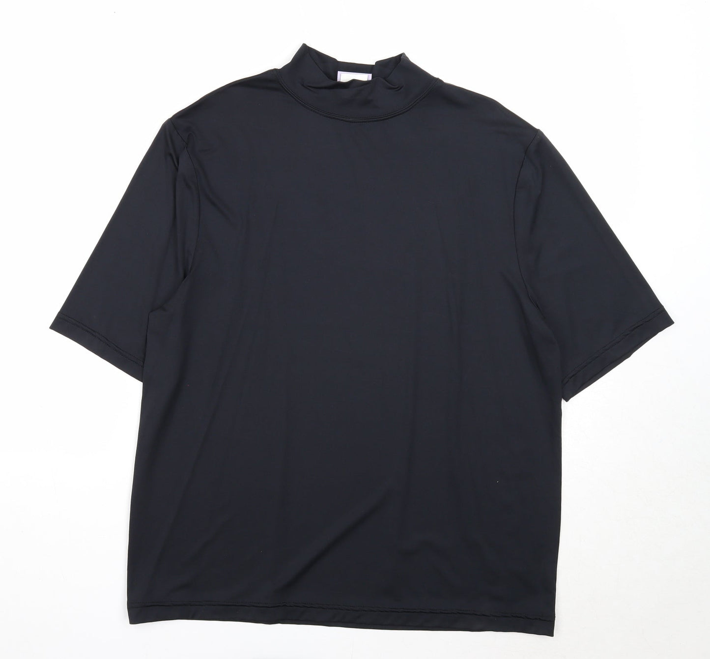 Moose Womens Black Polyester Basic T-Shirt Size L Mock Neck