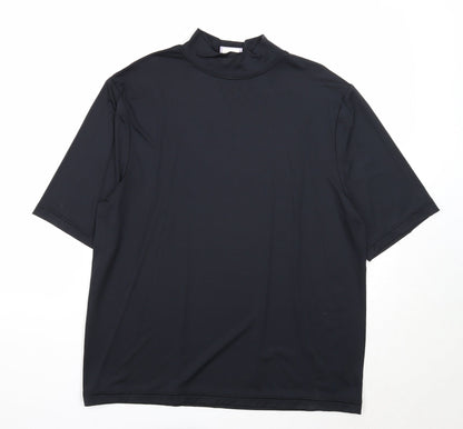 Moose Womens Black Polyester Basic T-Shirt Size L Mock Neck