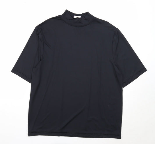 Moose Womens Black Polyester Basic T-Shirt Size L Mock Neck