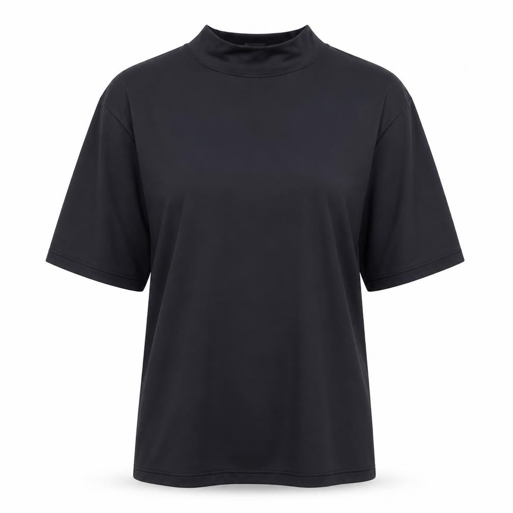 Moose Womens Black Polyester Basic T-Shirt Size L Mock Neck