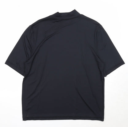 Moose Womens Black Polyester Basic T-Shirt Size L Mock Neck