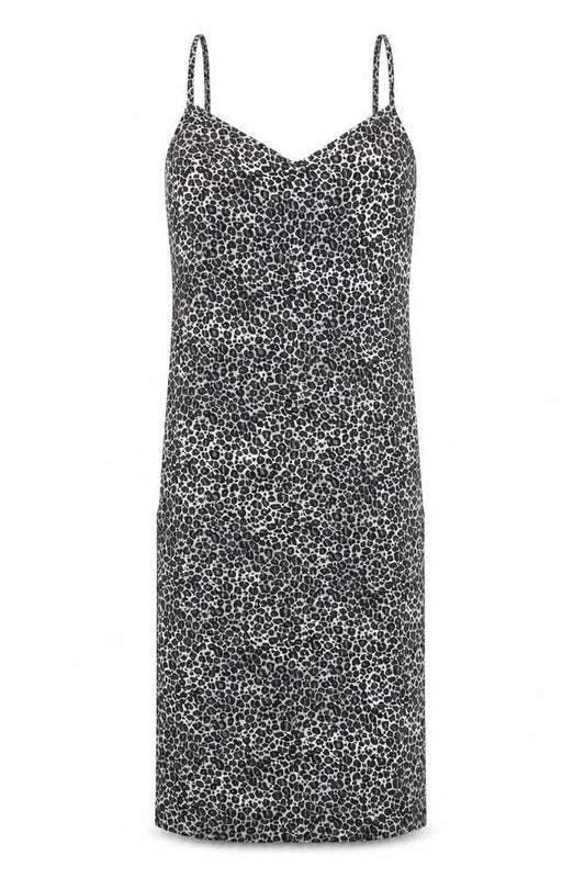 PRETTYLITTLETHING Womens Grey Animal Print Polyester Tank Dress Size 6 V-Neck Pullover - Leopard Print