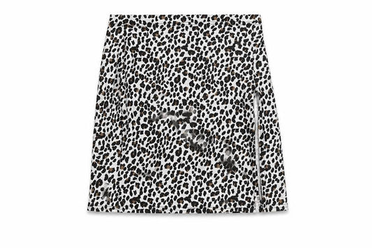 PRETTYLITTLETHING Womens White Animal Print Polyester A-Line Skirt Size 8 - Leopard Pattern
