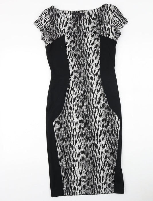 George Womens Black Geometric Polyester Shift Size 8 Round Neck Pullover