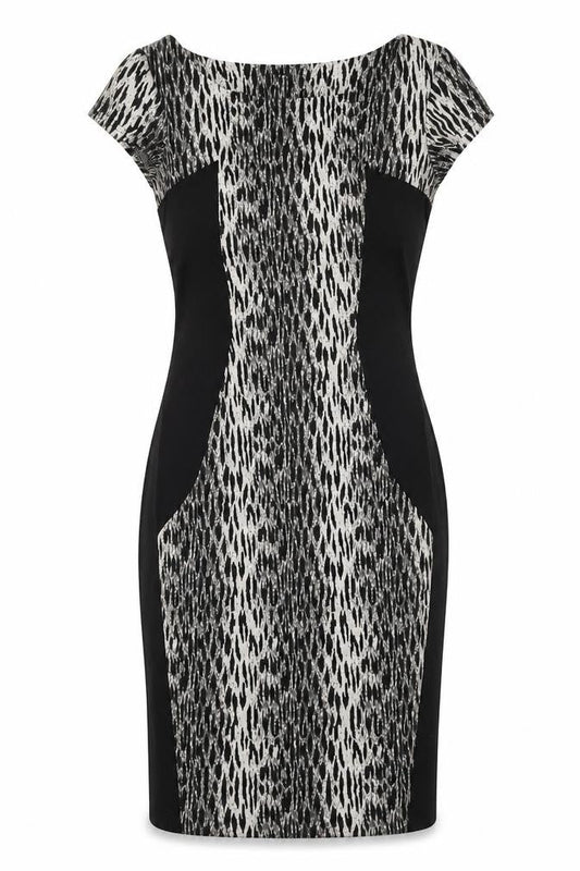 George Womens Black Geometric Polyester Shift Size 8 Round Neck Pullover