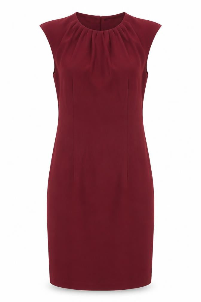 H&M Womens Red Polyester Shift Size 8 Round Neck Zip