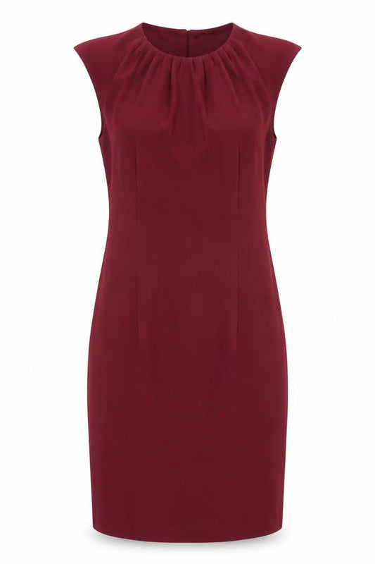 H&M Womens Red Polyester Shift Size 8 Round Neck Zip