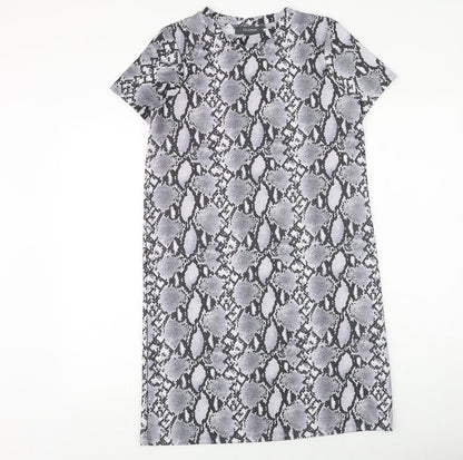 Primark Womens Grey Geometric Polyester A-Line Size 10 Round Neck Pullover
