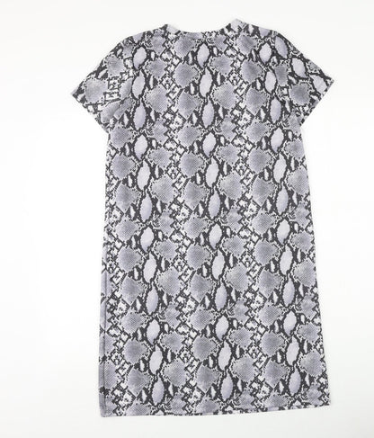 Primark Womens Grey Geometric Polyester A-Line Size 10 Round Neck Pullover