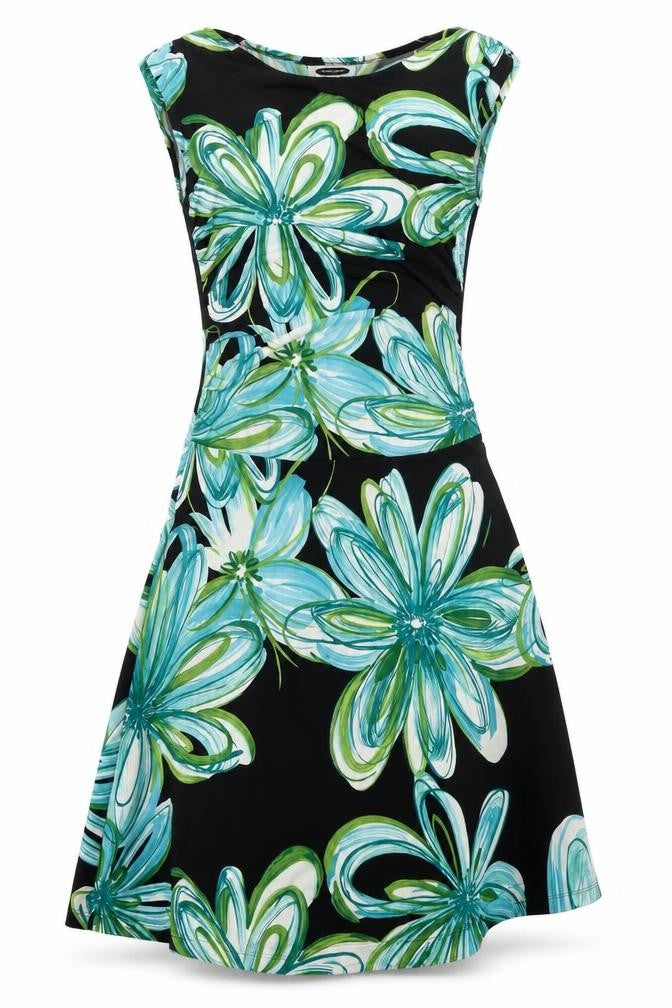 Intermission Womens Black Floral Polyester A-Line Size 4 Round Neck Pullover