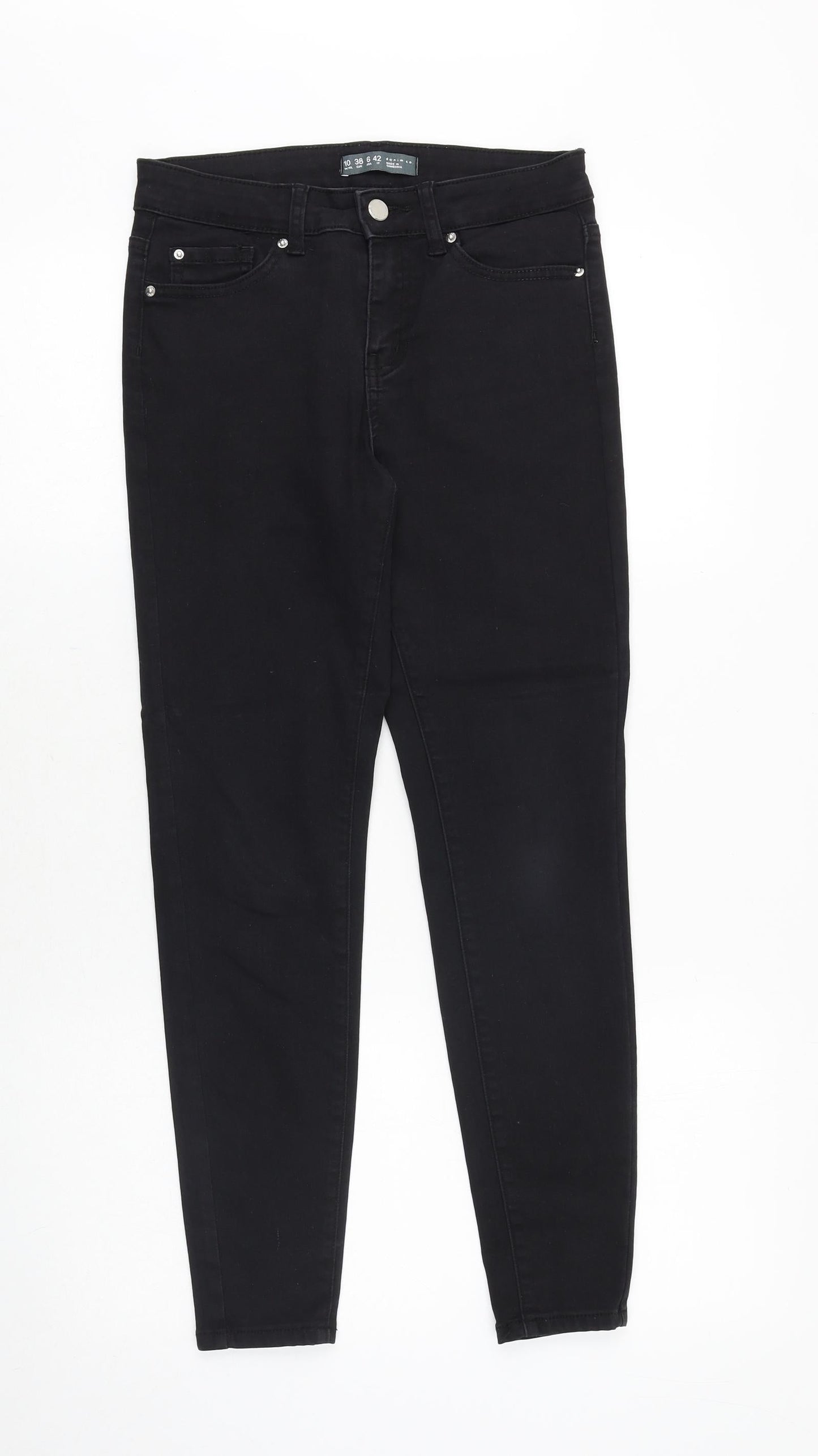Denim & Co. Womens Black Cotton Skinny Jeans Size 10 Regular Zip