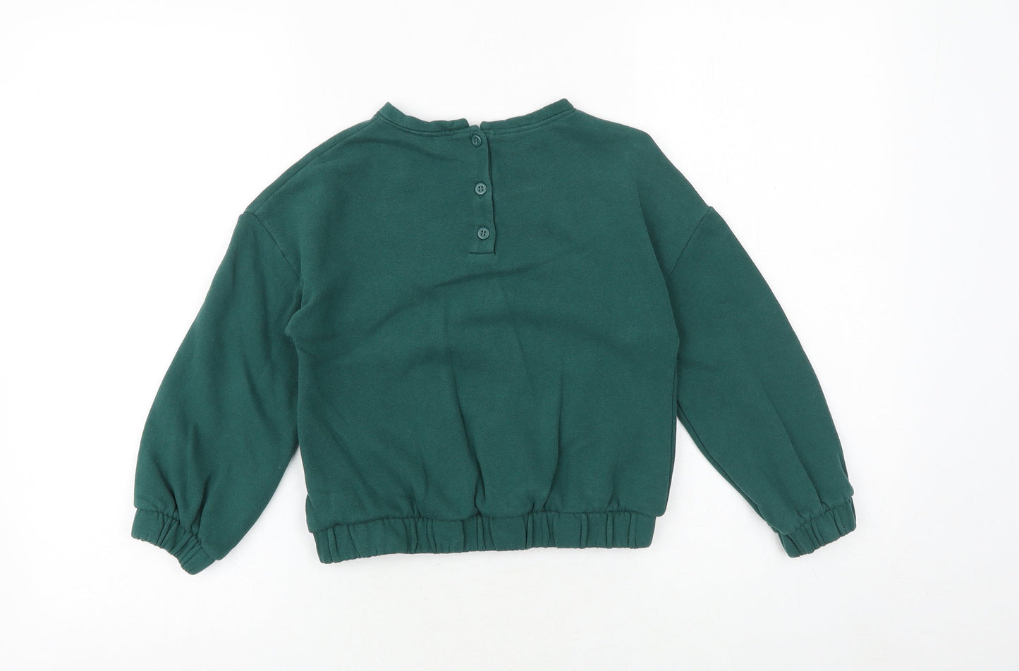 NEXT Girls Green Cotton Pullover Sweatshirt Size 8 Years Button