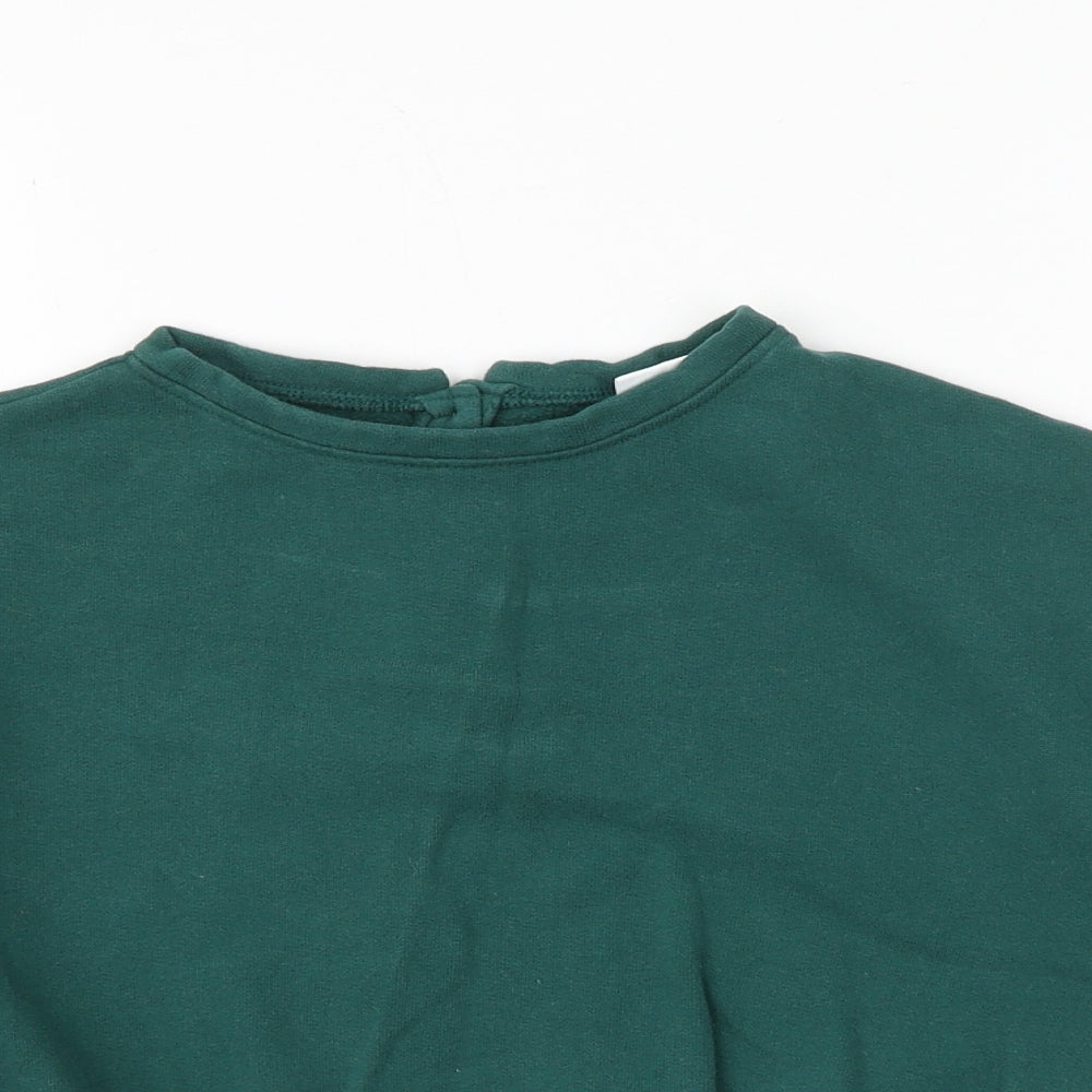 NEXT Girls Green Cotton Pullover Sweatshirt Size 8 Years Button