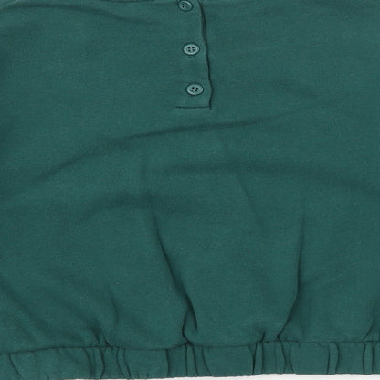 Next Girls Green Cotton Pullover Sweatshirt Size 8 Years Button