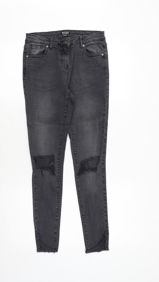 Missy Rose Womens Grey Cotton Skinny Jeans Size 8 Regular Zip