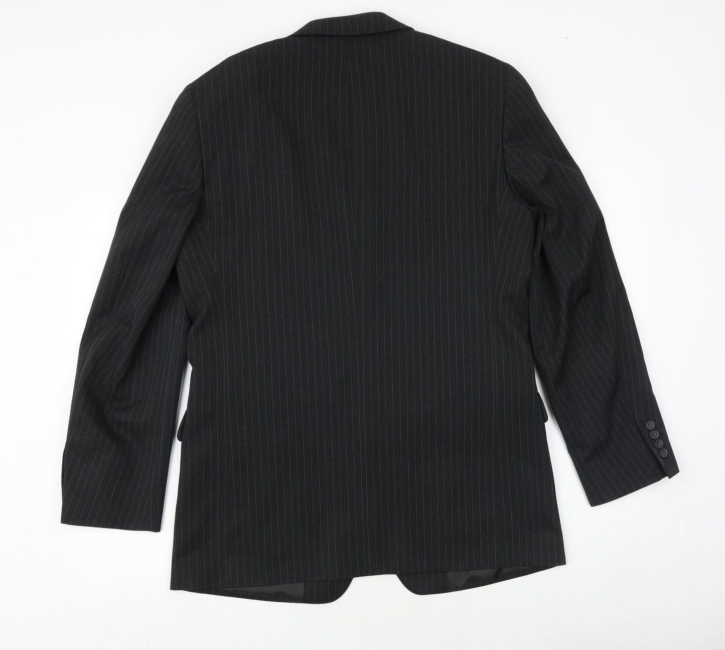 Taylor & Wright Mens Black Striped Polyester Jacket Suit Jacket Size 40 Regular