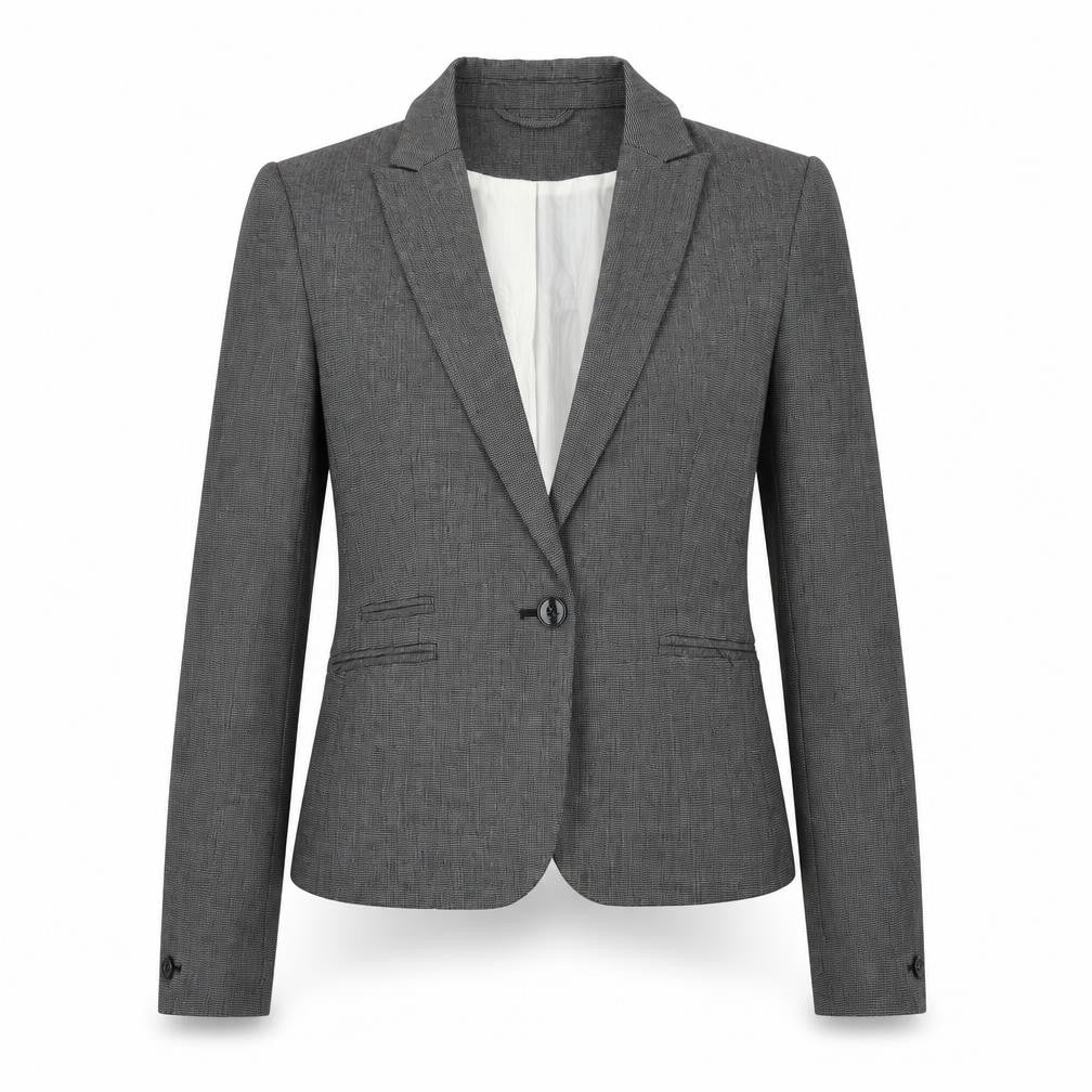 H&M Womens Grey Paisley Polyester Jacket Suit Jacket Size 8