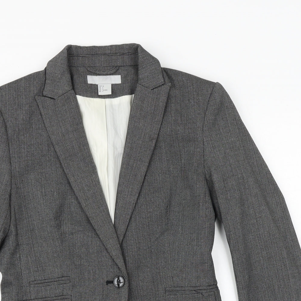 H&M Womens Grey Paisley Polyester Jacket Suit Jacket Size 8