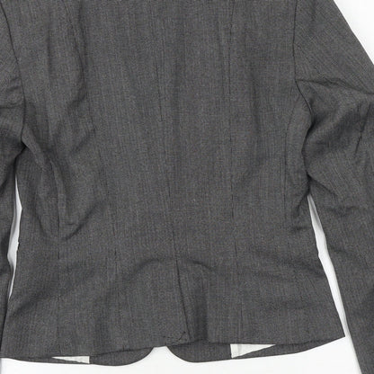 H&M Womens Grey Paisley Polyester Jacket Suit Jacket Size 8