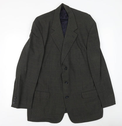 Preworn Mens Grey Geometric Polyester Jacket Blazer Size 42 Regular