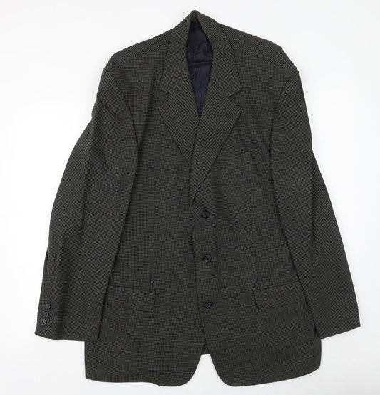 Preworn Mens Grey Geometric Polyester Jacket Blazer Size 42 Regular