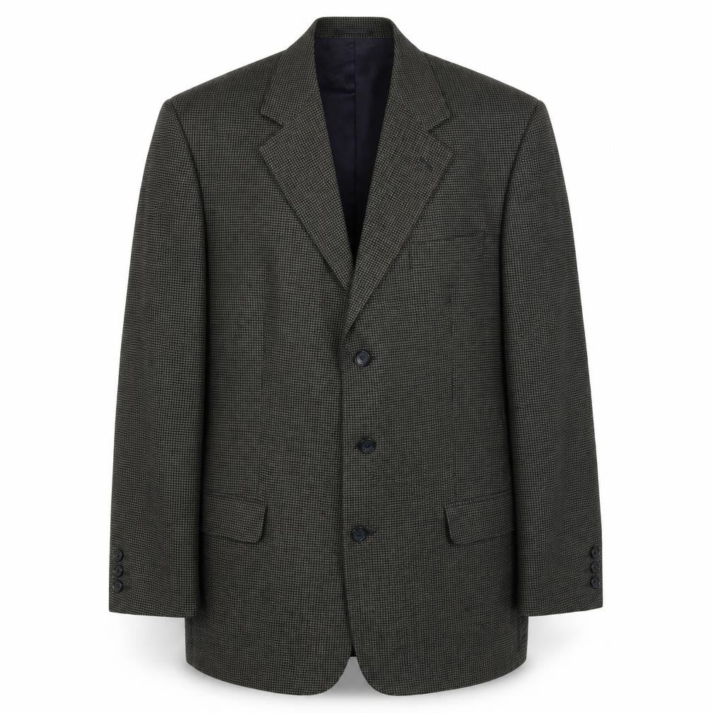 Preworn Mens Grey Geometric Polyester Jacket Blazer Size 42 Regular