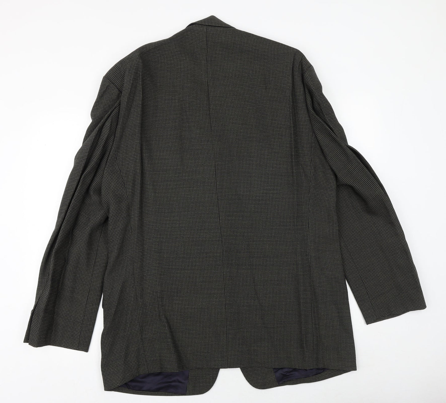 Preworn Mens Grey Geometric Polyester Jacket Blazer Size 42 Regular