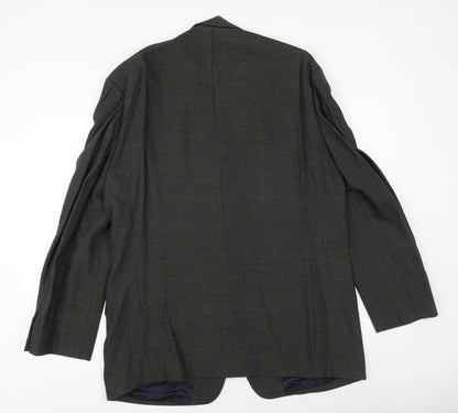 Preworn Mens Grey Geometric Polyester Jacket Blazer Size 42 Regular