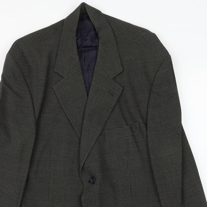 Preworn Mens Grey Geometric Polyester Jacket Blazer Size 42 Regular