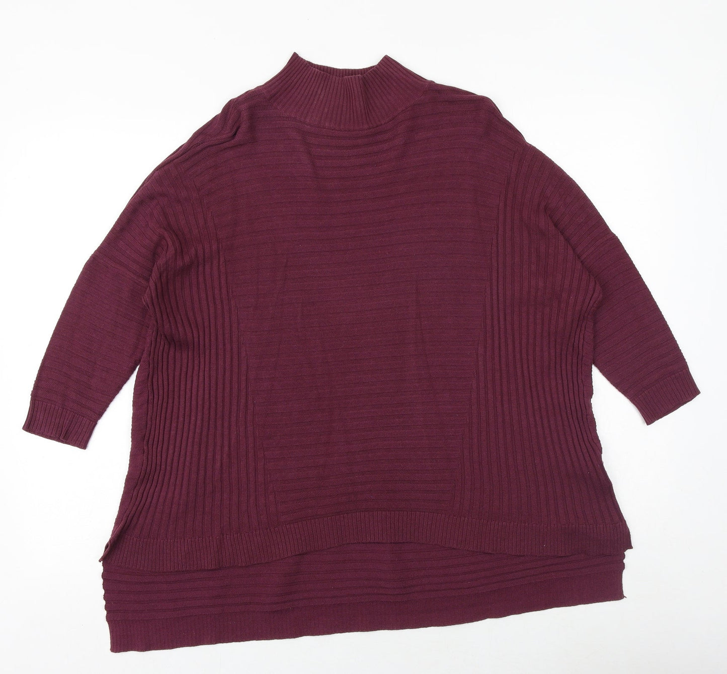 Select Womens Purple High Neck Cotton Pullover Jumper Size 10
