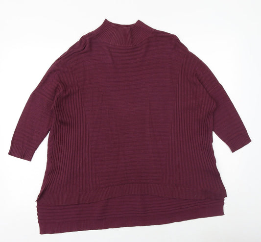 Select Womens Purple High Neck Cotton Pullover Jumper Size 10