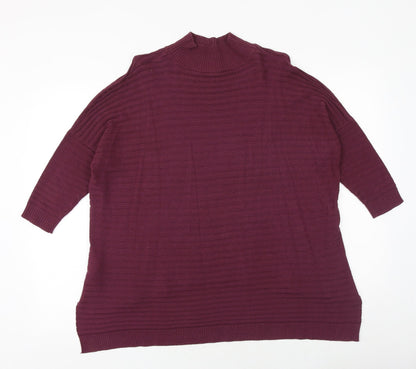 Select Womens Purple High Neck Cotton Pullover Jumper Size 10