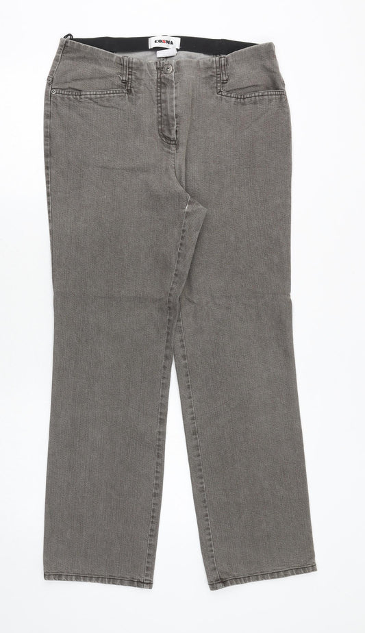 Preloved Cosmas Womens Grey Polyester Straight Jeans Size 32 in Regular Button - Front