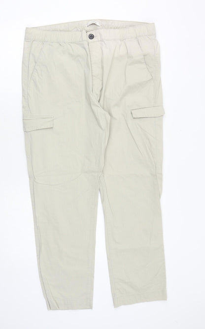celio* Womens Beige Cotton Cargo Trousers Size XL Regular Drawstring