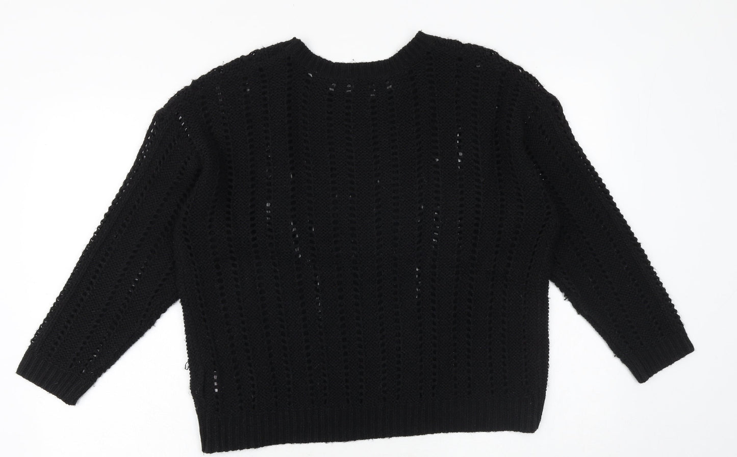 Peacocks Womens Black Round Neck Acrylic Pullover Jumper Size M