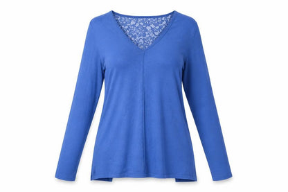 Marble Womens Blue V-Neck Viscose Pullover Jumper Size S