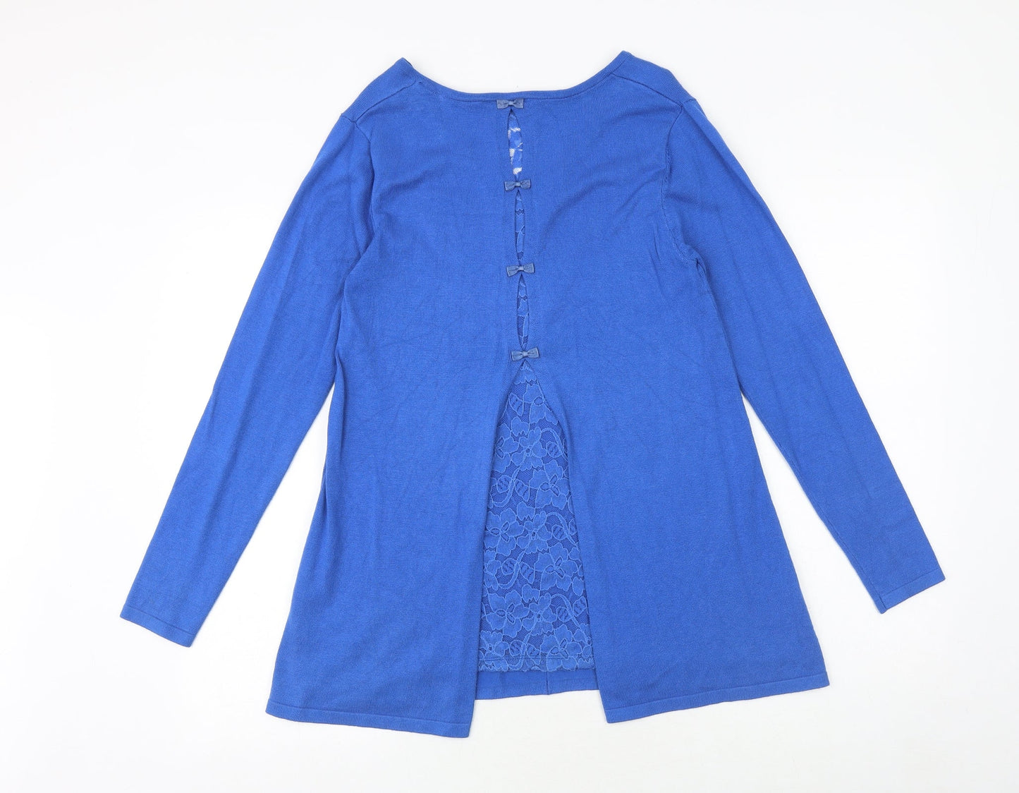 Marble Womens Blue V-Neck Viscose Pullover Jumper Size S
