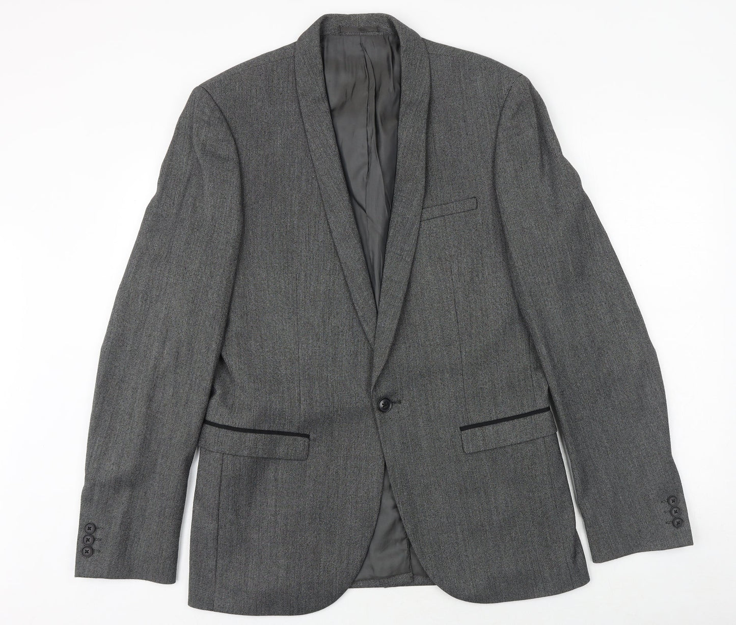 NEXT Mens Grey Polyester Jacket Suit Jacket Size 40 Regular