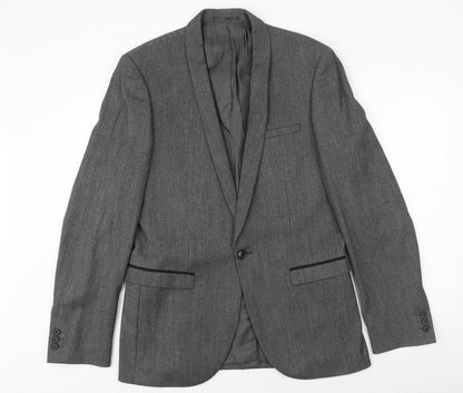 Next Mens Grey Polyester Jacket Suit Jacket Size 40 Regular