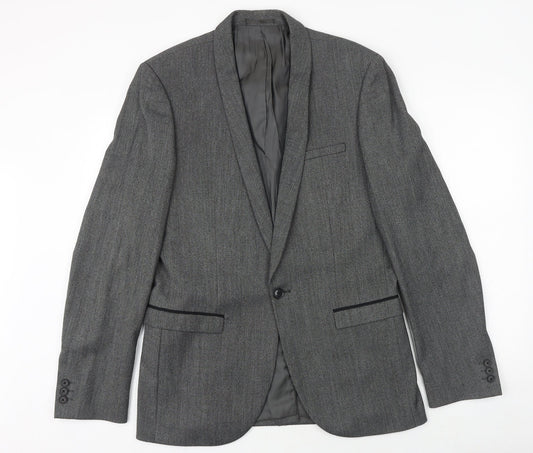 NEXT Mens Grey Polyester Jacket Suit Jacket Size 40 Regular