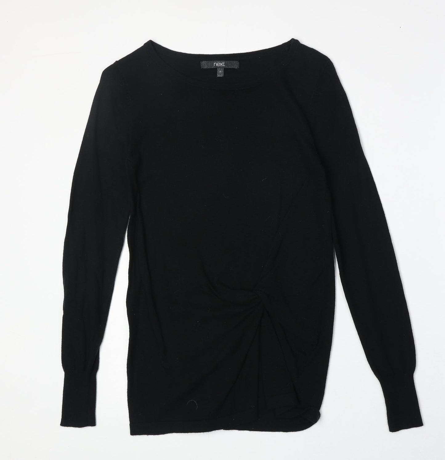 NEXT Womens Black Boat Neck Cotton Pullover Jumper Size 6 - Twist Detail