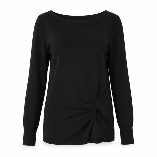 Next Womens Black Boat Neck Cotton Pullover Jumper Size 6 - Twist Detail